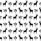 Black and white deer with berry seamless pattern.