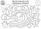 Black and white dental care maze for children. Preschool medical outline activity. Funny puzzle game or coloring page. Help ill