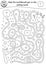 Black and white dental care maze for children. Preschool outline medical activity. Funny game or coloring page with cute
