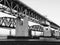black and white different perspective of the benicia-martinez and train bridges Benicia, California