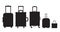 Black and white different types of luggage. Flat design. Vector.