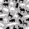 Black and white digital retro animals pattern
