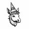 Black And White Donkey Drawing With Witch\\\'s Hat - Decorative Elements