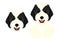 Black and white doodle dog head and peeking design