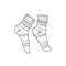 Black and white doodle socks isolated. illustration pairs of socks.