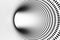 Black and white dotted spiral tunnel. Striped twisted spotted optical illusion. Abstract halftone background. 3D render.