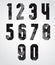 Black and white dotty graphic industrial numbers