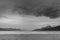 Black and white Dramatic landscape of Patagonian mountains, taken from the beagle channel Ushuaia, patagonia, Argentina