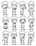 Black and White Drawing Art of Cartoon Chef - Set of Concepts Vector illustrations