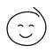 Black and white drawing of an embarrassed, pleased, shy emoticon with closed eyes smiling. Close your eyes in embarrassment