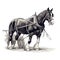 a black and white drawing of a horse pulling a wagon with a man in it on a white background with a white background behind it