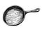 A Black And White Drawing Of A Pan - Object on white - kitchen utensil frying pan