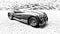 Black and white drawing representing a black sports car