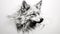 a black and white drawing of a wolf\'s head. generative ai