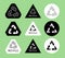 Black and white ecological recycle symbol sticker set, vector