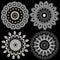 Black and white elegance greek line art mandalas set. Vector ornamental round greek key meanders floral patterns. Collection.