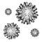 Black and white engrave isolated coronavirus illustration