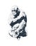 Black and white engrave isolated monkey illustration. A sketch of a sitting monkey. Terrible black gorilla. African