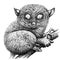 Black and white engrave isolated tarsier illustration