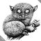 Black and white engrave isolated tarsier vector illustration