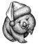 Black and white engrave isolated wombat illustration