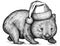 Black and white engrave isolated wombat illustration