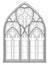 Black and white fantasy drawing for coloring book. Beautiful Gothic stained glass window in French churches.