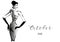 Black and white fashion calendar with woman model silhouette logo. Hand drawn illustration