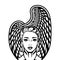Black and white female angel with wings, retro religion isolated illustration with christian lady