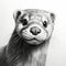 Black And White Ferret Artwork: Detailed, Photorealistic, And Expressive Illustration