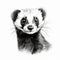 Black And White Ferret Drawing: Simplified And Stylized Digital Painting