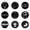 Black and White Fitness Icons on White Background