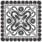 Black and white floral mandala pattern with square frame. Greek ornaments. Decorative beautiful patterns. Vector ornamental