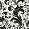 Black And White Floral Pattern With Flowing Silhouettes - 19th Century Style