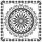 Black and white floral round mandala with square frame. Greek ornaments. Decorative beautiful patterns. Vector ornamental