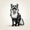 Black And White Fox Art: Accurate And Detailed Brushwork On White Background