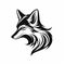 Black And White Fox Head Icon On White Background