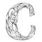Black and white freehand drawing capital letter C