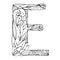 Black and white freehand drawing capital letter E