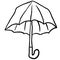 Black and white freehand drawn cartoon umbrella