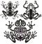 Black  and white frog art logo. Tattoo design