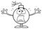 Black And White Funny Bomb Cartoon Mascot Character With A Panic Expression