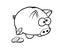 Black and white funny saving piggy with coins