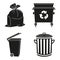 Black and white garbage silhouette collection