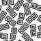 Black and white geometric greek meander spiral chaotic seamless pattern, vector