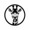 Black And White Giraffe Logo: Realistic Animal Portrait In Circle
