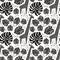 Black and white giraffes and palm leaves seamless pattern.