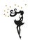 Black white girl, stencil, white background, silhouette, evening wear, butterflies, long hair, abstraction