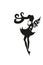 Black white girl, stencil, white background, silhouette, evening wear, flower, wings, lush skirt, elf, sorceress