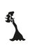 Black white girl, stencil, white background, silhouette, star in hands, long dress, evening wear.